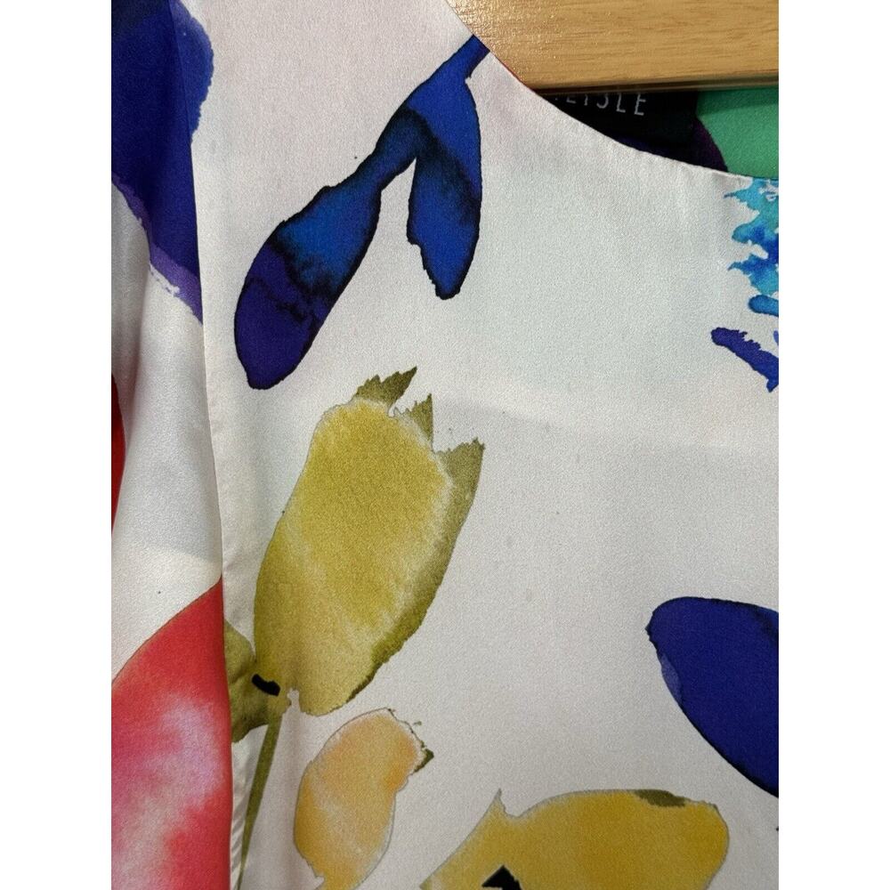 Carlisle Women's Size 6 Silk Dress Colorful Floral Print Lined Zip Cap Sleeve - Picture 12 of 16